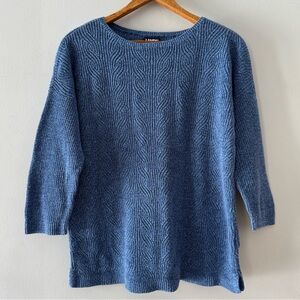 Lands’ End 3/4 sleeve boatneck sweater, Sz Medium 10-12, linen cotton cable knit